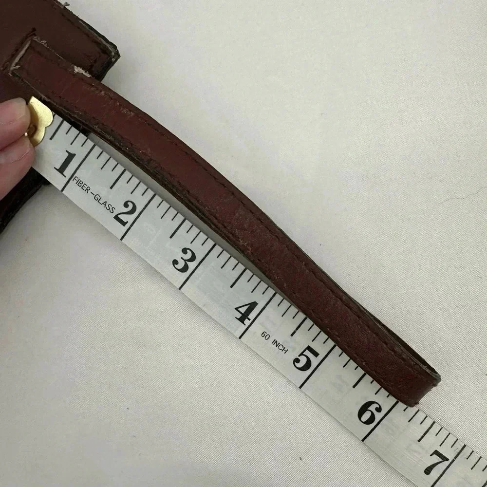 Leather Clutch Brown Wristlet Handle Zipper - Picture 9 of 9